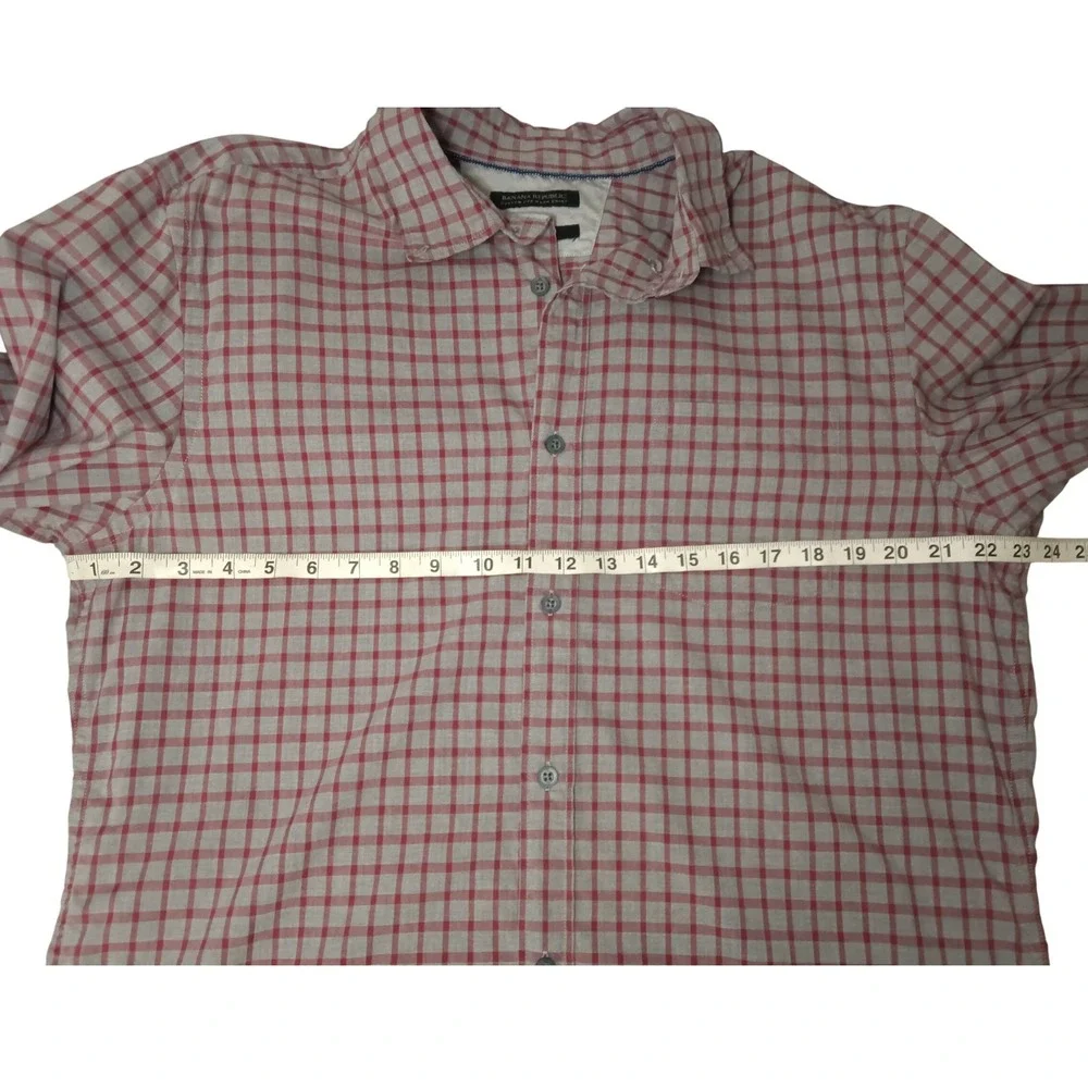 Banana Republic Custom 078 Wash Slim Fit Plaid Long Sleeve‎ Shirt Men's L